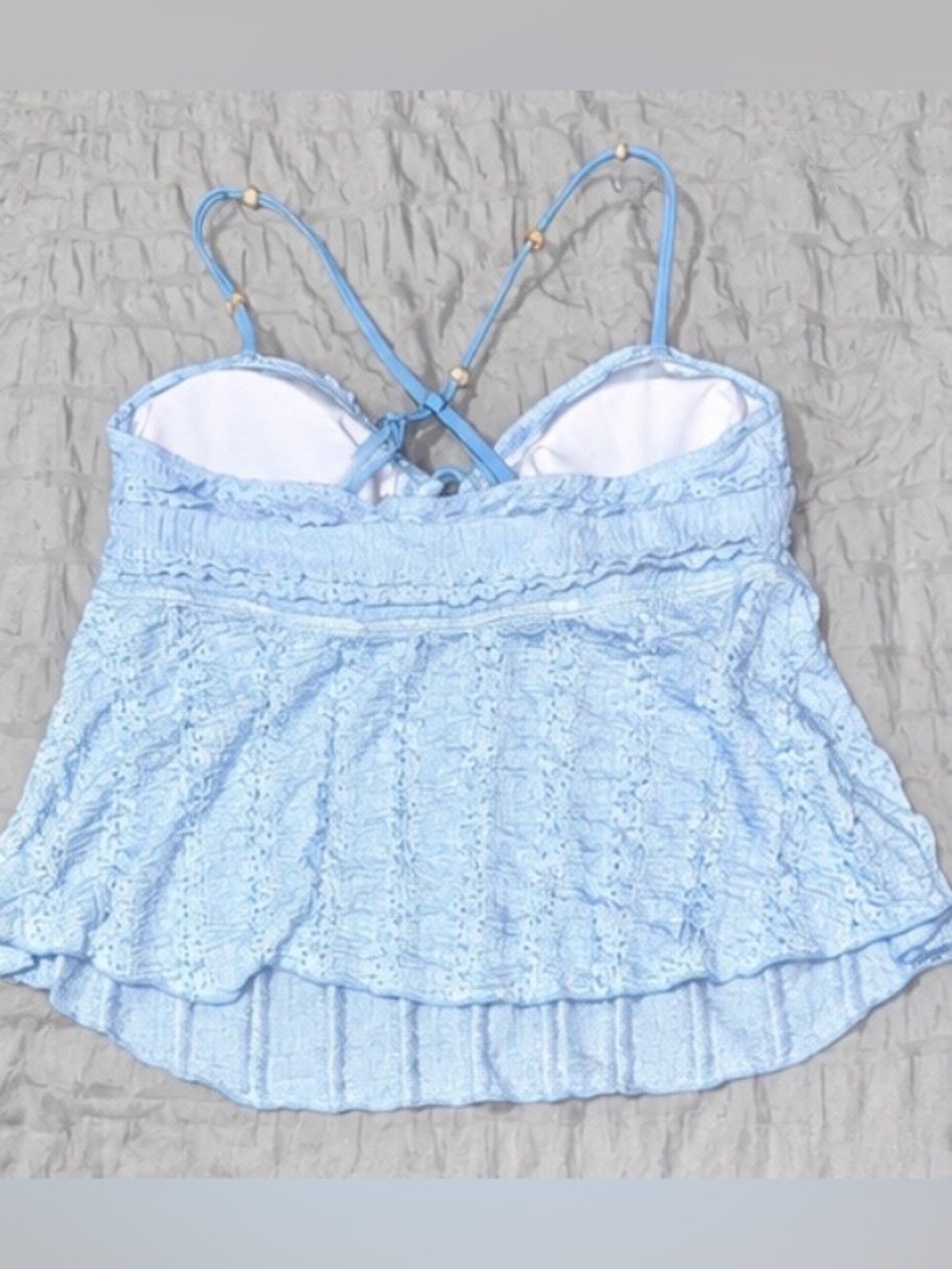 Blue Textured Tankini Swimsuit Set - Picture 3 of 6